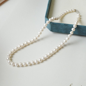 Collier de perles d'eau douce transparentes brillantes de 7 à 10 mm pour maman, en argent S925, cadeau pour la fête des mères avec boîte de livraison - Product Image 2