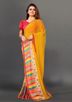 Sari indio y pakistaní de georgette hecho a mano por diseñadores, con blusa elegante con estampado digital, para fiestas, producto al por mayor.