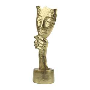 Home Decor Gold Plated Hand Holding Mask Sculpture Contemporary Art Decor for Tabletop Living Room Handmade <b>Figure</b> Design - Product Image 1