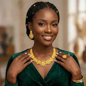 Chic Women's 4-Piece Gold Plated Necklace <b>Jewelry</b> <b>Set</b> for Weddings and Parties - Product Image 2