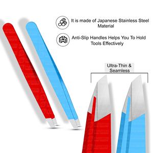 Pince à épiler de haute qualité avec étui pince à épiler à sourcils en acier inoxydable enduit de couleur rouge sous votre propre nom de marque - Product Image 4