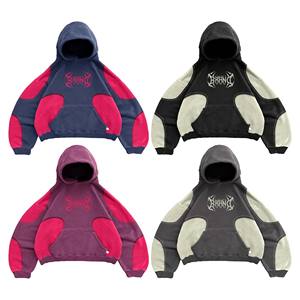 Sudadera con Capucha Personalizada 100% Algodón para Hombre, Logotipo Bordado, Estampado Puff, Patrón 3D, Patchwork, Estilo Desgastado, Talla Grande - Product Image 1