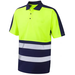 Polo réfléchissant haute visibilité avec logo personnalisé, séchage rapide, vêtements de travail fluorescents, manches courtes, polos pour hommes - Product Image 1