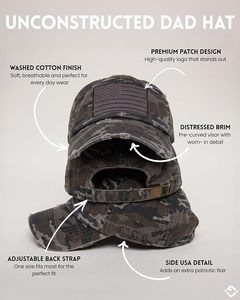 Gorra de Béisbol Vintage con Estampado de Camuflaje, Ajustable, de 6 Paneles, con Parche de Bandera Bordada, para Uso Casual al Aire Libre - Product Image 2