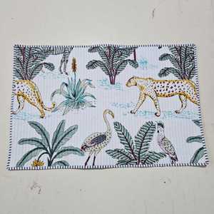 Reversible Quilted Cotton Table Mat for Dining 100% Cotton Printed <b>Placemat</b> Scalloped Edge Spot Clean Eco Friendly Mats B2B OEM - Product Image 1