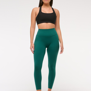 Leggings de yoga streetwear taille mi-haute unis pour femmes - Respirants, écologiques, 280g, pleine longueur, avec poches, personnalisables, vente en gros, OEM 2026 - Product Image 2