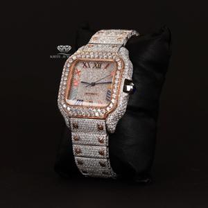 Reloj de Lujo para Hombre, Completamente Cubierto de Diamantes Moissanite, Esfera Romana Arcoíris, Tono Oro Amarillo, Estilo Hip Hop, Automático - Product Image 5