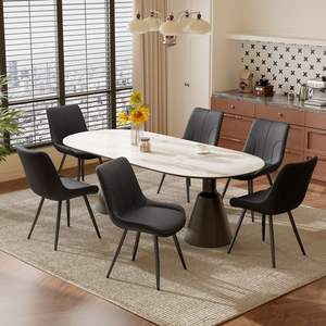 Set di sedie da pranzo moderne senza braccioli da cucina 2 sedie laterali imbottite in pelle sintetica con gambe in metallo - Product Image 2