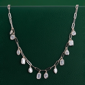 Luxury <b>Statement</b> <b>Necklace</b> Featuring Dangling Pear, Oval, Marquise, and Emerald Cut Lab-Grown Diamonds in 14K Gold For Function - Product Image 6