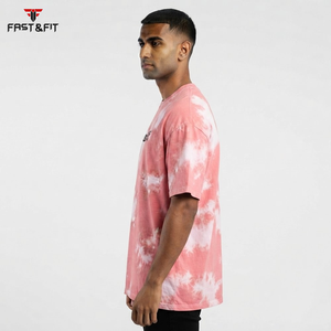 T-shirt décontracté streetwear pour homme, rose délavé, coupe oversize, 100 % coton épais, imprimé graphique Fast & Fit, haute qualité - Product Image 3