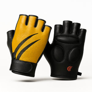 Gants de cyclisme unisexes en cuir écologique pour sports d'hiver, sans doigts, antidérapants, absorbant les chocs, respirants - Product Image 4