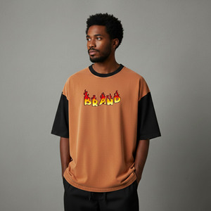 Custom Front <b>Logo</b> Streetwear Loose Fit Drop Shoulder 100% Cotton Heavyweight Breathable Summer Casual Wear Men's T-Shirt - Product Image 4