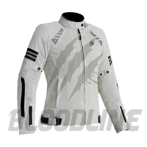 Chaqueta de Motocicleta de Malla Blanca para Mujer, Manga Larga, Transpirable, para Verano, con Detalles en Verde Azulado, Logotipo Estampado en la Parte Delantera - Product Image 5