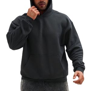 customize High Quality Men's <b>Black</b> <b>Hoodie</b> Oversized Pullover <b>Hoodie</b> with Front Pocket Thick Material Casual Hoodies RSW - Product Image 4