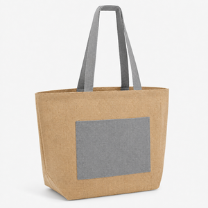 Sac fourre-tout personnalisé en jute et coton laminé avec poche extérieure et fermeture Velcro 48x34x17,5 cm Vente en gros OEM ODM Fabricant de marques privées - Product Image 6