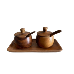 Azucarero de Madera de Roble con Tapa, Utensilios de Cocina Hechos a Mano, Recipiente para Sal y Especias, Juego de Azucareros Redondos en Oferta - Product Image 2