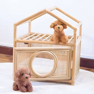 Mini casa de muñecas de madera, casas de muñecas de ratán, casa de juegos para niños, juguete hecho a mano inspirado en Montessori - Product Image 2