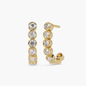 Modern Round Lab Diamond Bezel Drop Huggie <b>Earrings</b> 0.80CT 14K Gold Minimalist Everyday Diamond <b>Hoop</b> <b>Earrings</b> Women - Product Image 1