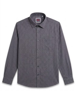 Chemise habillée à manches courtes pour homme, gris à carreaux, col rabattu, style décontracté chic, en popeline de coton infroissable, idéale pour le printemps - Product Image 4
