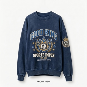 เสื้อสเวตเชิ้ตคอกลมทรงวินเทจสำหรับผู้ชาย ผ้าคอตตอนฟลีซหนานุ่ม สไตล์สตรีทแวร์ เหมาะสำหรับฤดูหนาว รับผลิตแบบ OEM ODM - Product Image 1