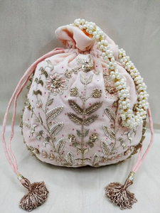 <b>Sparkling</b> Bead Embroidery Potli <b>Bag</b> Korean Style Wedding Bridal Evening Bucket Purse Handmade Handbag Potli <b>Bag</b> - Product Image 6