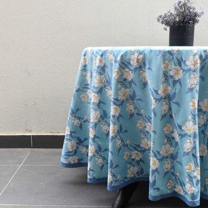 8 Seater Round 220 cms <b>Tablecloth</b> Floral Printed Cotton <b>Tablecloth</b> Camellia Blue Mist Flowers <b>Washable</b> Home Decor Pastoral Style - Product Image 6