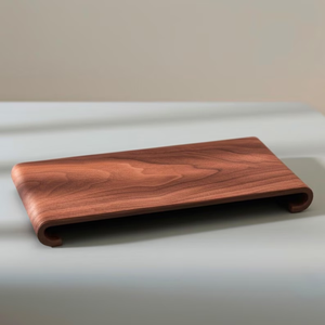 Bandeja Redonda de Madera Maciza Hecha a Mano, Moderna, con Asa de Metal, Ecológica, para Decoración del Hogar y Almacenamiento en la Mesa - Product Image 2