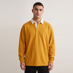Polo Homme Oversize à Épaules Tombantes, Col Rabattu, Coupe Ample, Style Urbain - Product Image 6