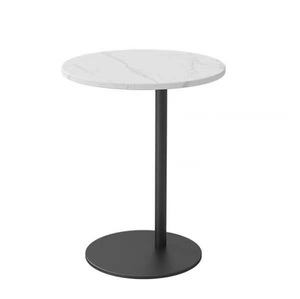 Artisan Round White Marble Top Coffee <b>Table</b> with Gold Bamboo Style <b>Metal</b> <b>Legs</b> Modern Living Room <b>Side</b> <b>Table</b> - Product Image 2