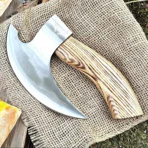 Handmade Stainless Steel Viking Style Pizza Cutter with Laser-Cut Blade Wood Handle Microwave Safe for Restaurant Use - Product Image 1