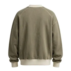 <b>Vintage</b> Acid Wash Cotton Fleece Pullover Hooded <b>Sweatshirt</b> for Men Anti-Pilling Raglan Sleeve Regular Fit Pocket Detail Casual - Product Image 2