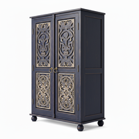 Armoire en bois massif écologique et recyclable, design contemporain, grande capacité, 2 étagères, 2 compartiments, exportateur indien