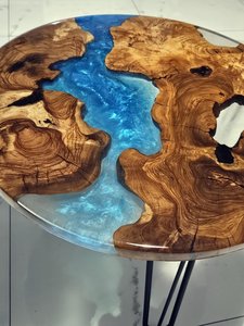 TIMELESS CRAFT Round Resin Coffee <b>Table</b> Handmade Epoxy Resin Craft <b>Sofa</b> <b>Side</b> <b>Table</b> Eco-Friendly Custom Color - Product Image 5