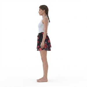 Women's Floral Ruffled Lightweight Breathable Above Knee <b>Elastic</b> <b>Waist</b> Boho Mini <b>Skirt</b> Summer Spring - Product Image 3