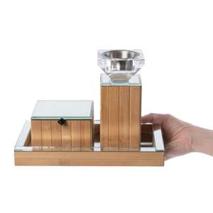 Juego de Quemadores de Incienso Cuadrados de Bambú con Soporte de Vidrio, Quemador de Incienso Moderno para Aromaterapia, Decoración para el Hogar y Meditación, Exportación - Product Image 1