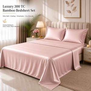 ชุดเครื่องนอนใยไผ่เนื้อเนียนนุ่ม 300 เส้นด้าย |   ชุดผ้าปูที่นอนระบายอากาศเย็นสบายสำหรับบ้าน โรงแรม ธุรกิจบริการ ขายส่ง คุณภาพพรีเมียม - Product Image 3