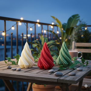 ชุดเชิงเทียนตกแต่งต้นคริสต์มาสแบบเกลียวทันสมัย ทำด้วยมือจากขี้ผึ้งถั่วเหลือง สำหรับตกแต่งบ้านในช่วงเทศกาลและวันหยุด - Product Image 3