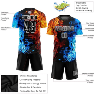 Custom Sublimated Soccer Jersey Set Men's Quick Dry Polyester Football Gear Full Print Team Name Number Adult All Seasons - Product Image 3