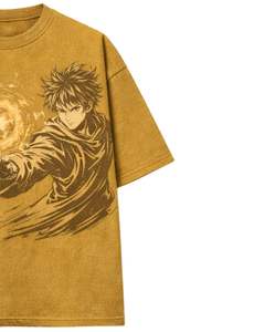 T-shirt graphique anime moutarde pour homme, en coton, coupe oversize, streetwear, imprimé, décontracté, été, logo personnalisé, fabricant OEM, fournisseur - Product Image 3