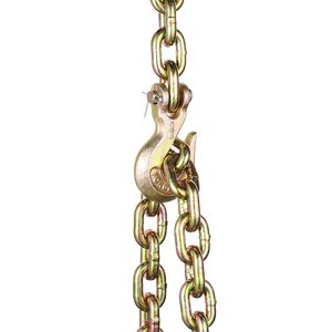 Catena di Trasporto G80 3/8" X 10.3FT (Confezione da 2) con Ganci a Forcella per Carichi Pesanti, Capacità 7100 Lbs SWL, Accessori Sicuri per il Controllo del Carico - Product Image 2