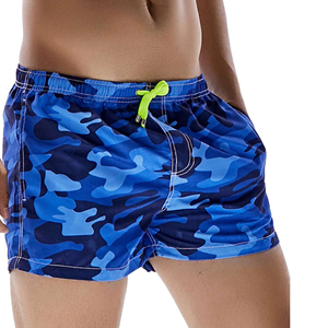 Shorts de bain camouflage bleus pour hommes, séchage rapide, taille élastique avec cordon de serrage, maillot de bain d'été, short de surf pour hommes - Product Image 1