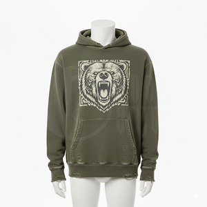 Sweat-shirts à capuche OEM, style pull-over, décontractés, pour hommes et femmes, impression personnalisée, polyester et coton - Product Image 4