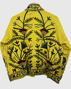 Veste en coton brodée à la main avec motif floral, col châle, manches longues, taille plus, style Prairie Chic, manteau de printemps pour femmes - Product Image 3