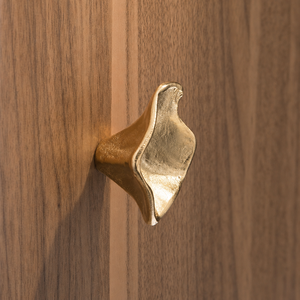 Handcrafted Solid Brass Organic Wave <b>Cabinet</b> <b>Knob</b> Golden Finish Modern Drawer Pull Wardrobe Door Handle Decorative Furniture - Product Image 1