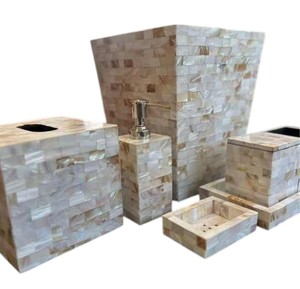 High Quality White MOP Toilet Accessories <b>Set</b> Luxury Mother of Pearl <b>Soap</b> Dispenser Elegant Bathroom Products Wholesale - Product Image 2