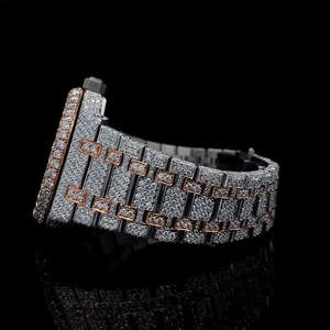 Montre mécanique en acier inoxydable avec cadran en verre Moissanite, clarté VVS, fabrication artisanale de luxe, résistante à l'eau 30 bars pour hommes - Product Image 4