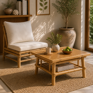 Wholesale Custom Bamboo Coffee <b>Table</b> Natural Slatted Design Durable <b>Outdoor</b> Indoor Furniture for Resort Hotel Garden Wholesale - Product Image 1