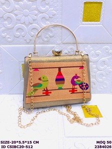 Handmade Velvet Clutch with Colorful Bird <b>Embroidery</b> | Designer Metal <b>Frame</b> Sling Bag for Women | Ethnic Party & Wedding Handbag - Product Image 6