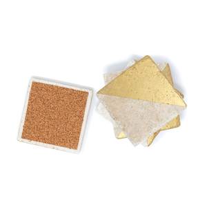 Sous-verres en travertin beige naturel 4x4, absorbants, en pierre roulée, pièces uniques, accessoires pour table basse - Product Image 4