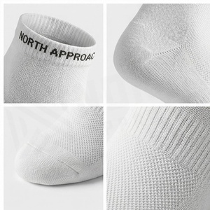 NORTH APPROACH Ankle Socks <b>White</b> Cotton Breathable Casual Daily Wear Summer Thin Knitted Solid Pattern Adults - Product Image 4